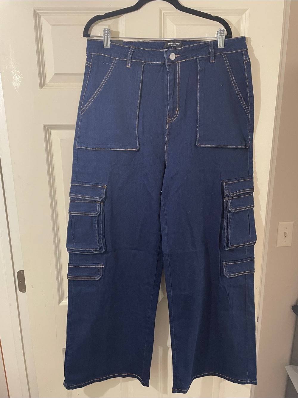 American Bazi Navy Blue Cargo Pants with Contrast Stitching(13)